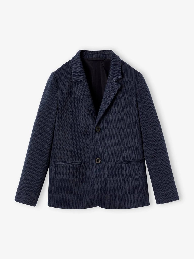 Blazer em espinhado, para menino marinho