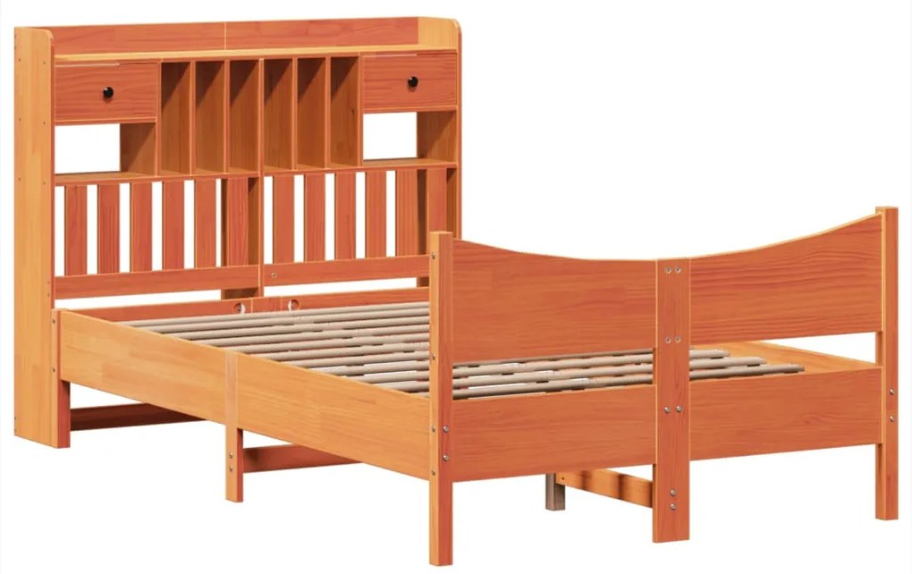 Cama sem colchão 120x190 cm madeira pinho maciça castanho-mel