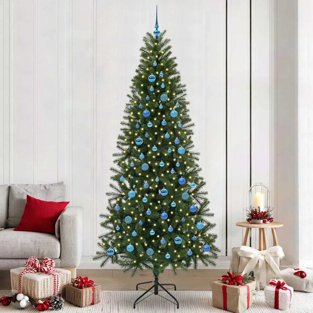 vidaXL Árvore de Natal Artificial com 300 LEDs Verde 240 cm PE e PVC