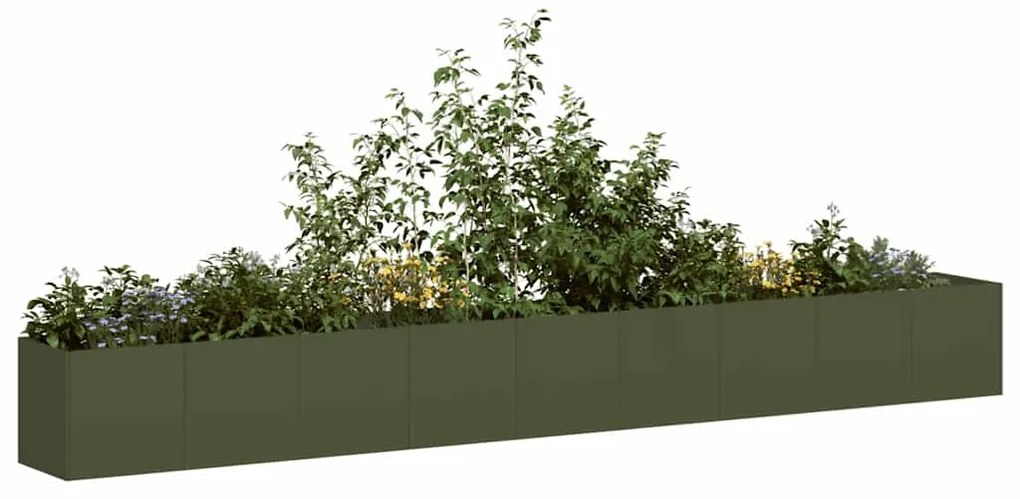 vidaXL Vaso floreira 360x40x40 cm aço laminado a frio verde