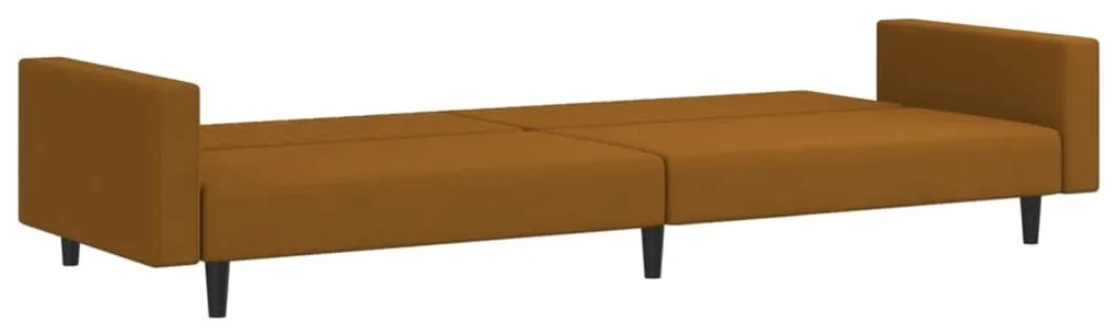 Sofá-cama de 2 lugares veludo castanho