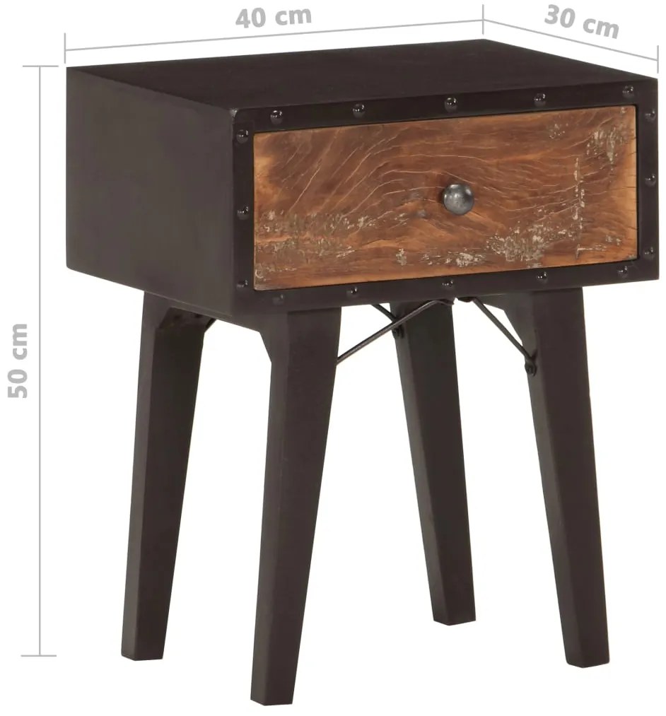 Mesa de cabeceira 40x30x50 cm madeira recuperada maciça