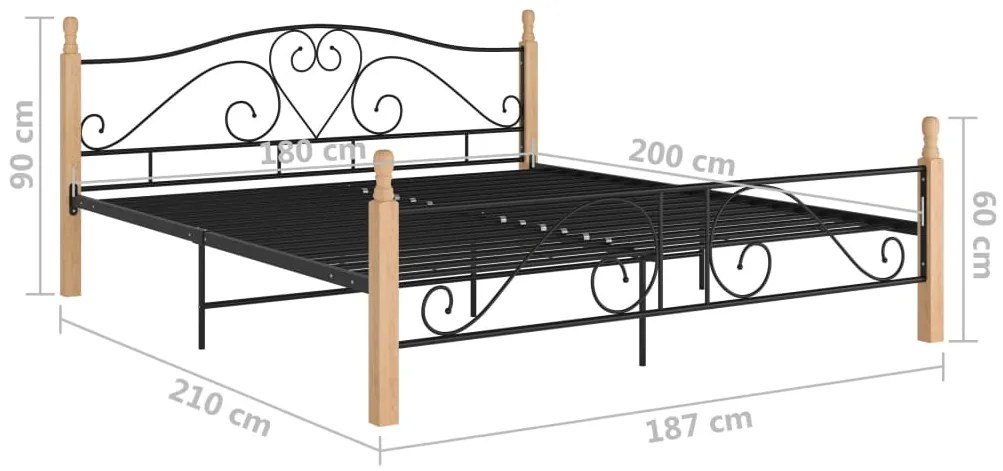Estrutura de cama 180x200 cm metal preto