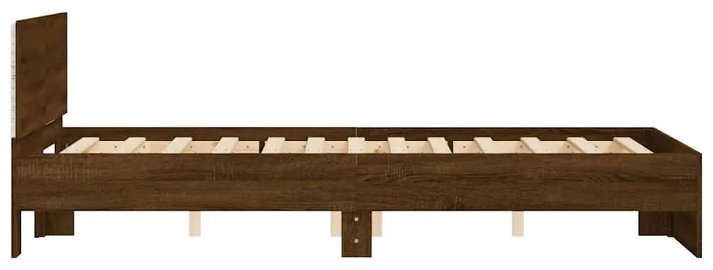Estrutura cama cabeceira/luzes LED 120x190cm carvalho castanho