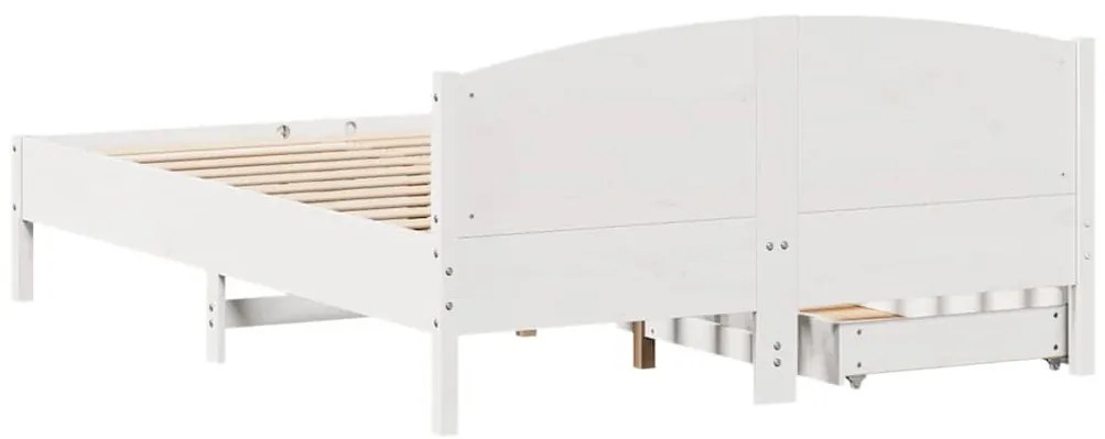 Cama sem colchão 140x200 cm madeira de pinho maciça branco