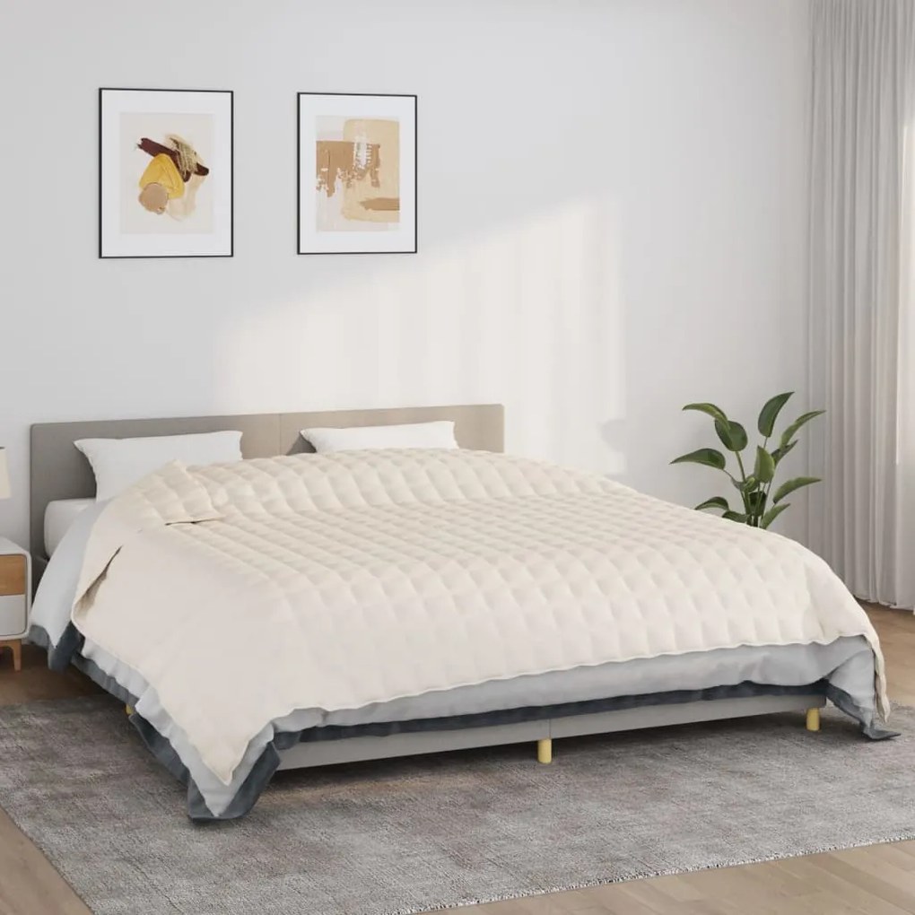350769 vidaXL Manta pesada 15 kg 235x290 cm tecido creme-claro