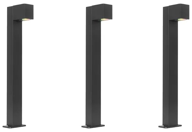 Conjunto de 3 Candeeiros de Pé Inteligentes para Exterior Preto 65cm IP44 Incl. Zigbee GU10 - Baleno