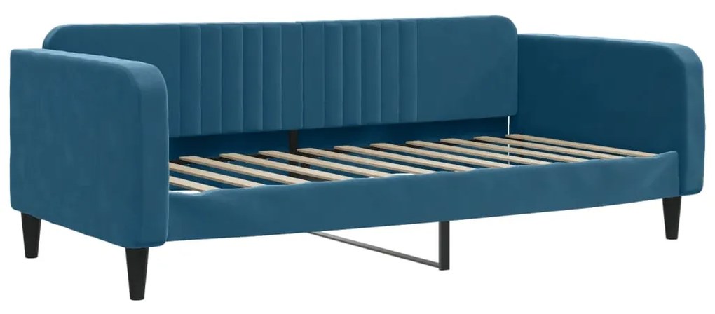 Sofá-cama com gavetão 90x200 cm veludo azul