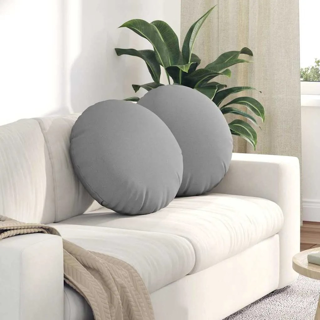 vidaXL Almofadas de Assento 2 pcs Cinza Nuvem Ø50 x 19 cm tecido