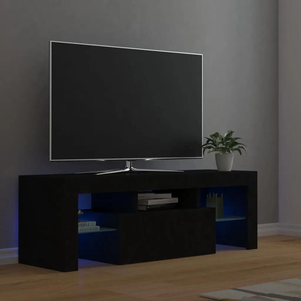 Móvel de TV com luzes LED 120x35x40 cm preto