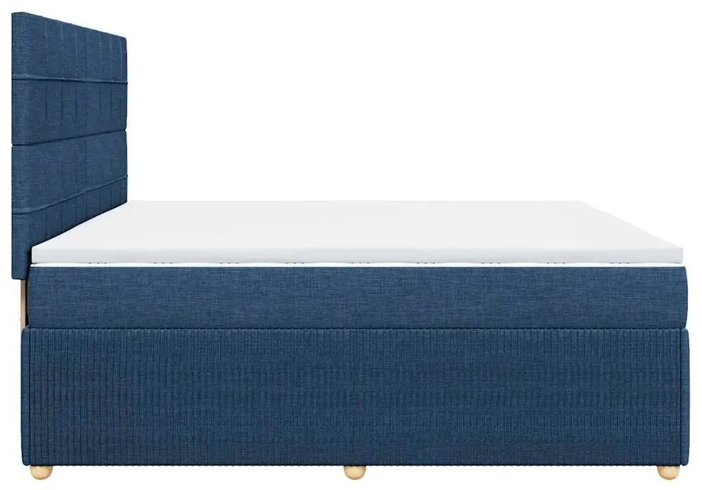 Cama com molas/colchão 200x200 cm tecido azul