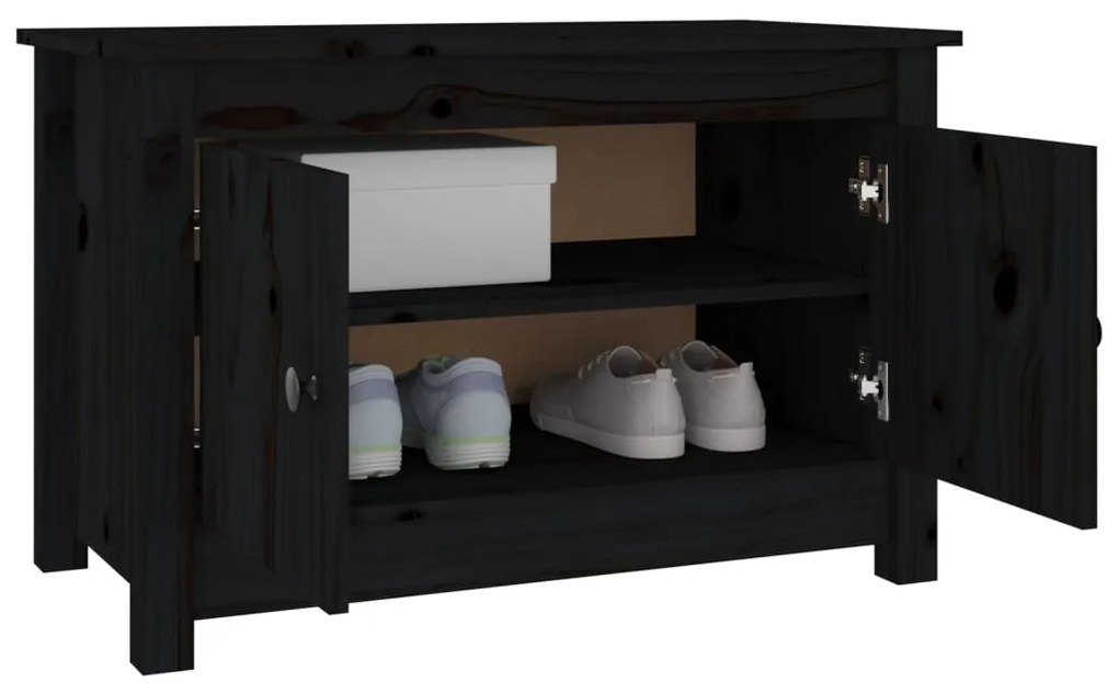 Sapateira 70x38x45,5 cm pinho maciço preto