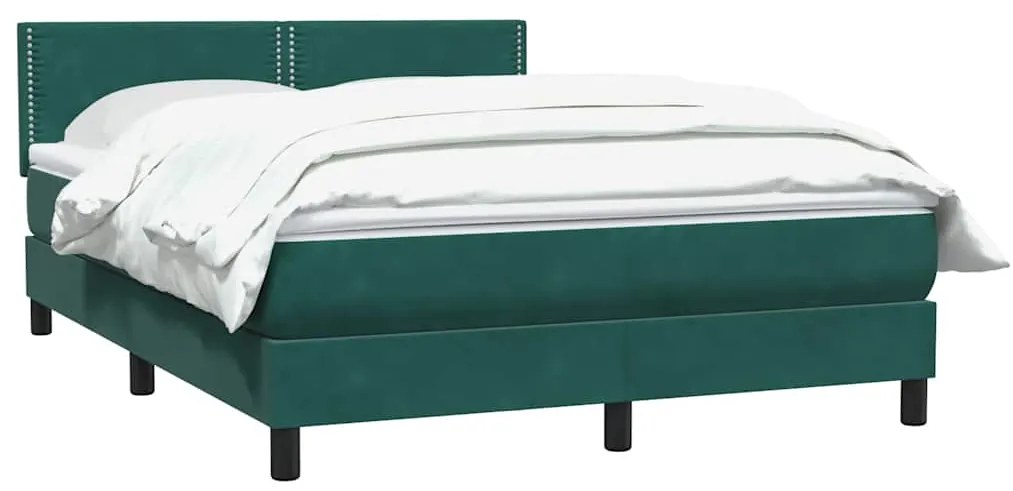 Box Cama primavera com Colchão Verde Escuro 140x210 cm Veludo