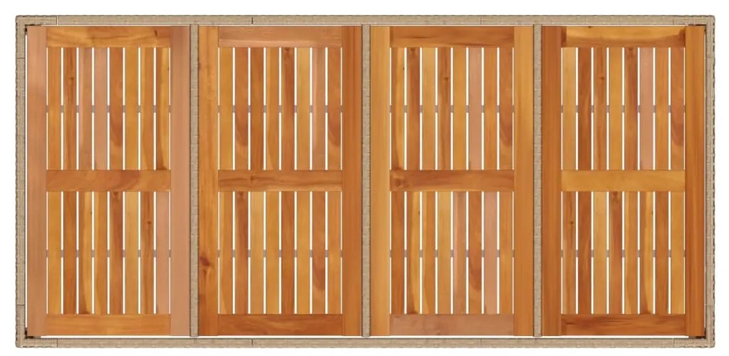 Mesa de jardim 190x90x75 cm vime PE e madeira de maciça bege
