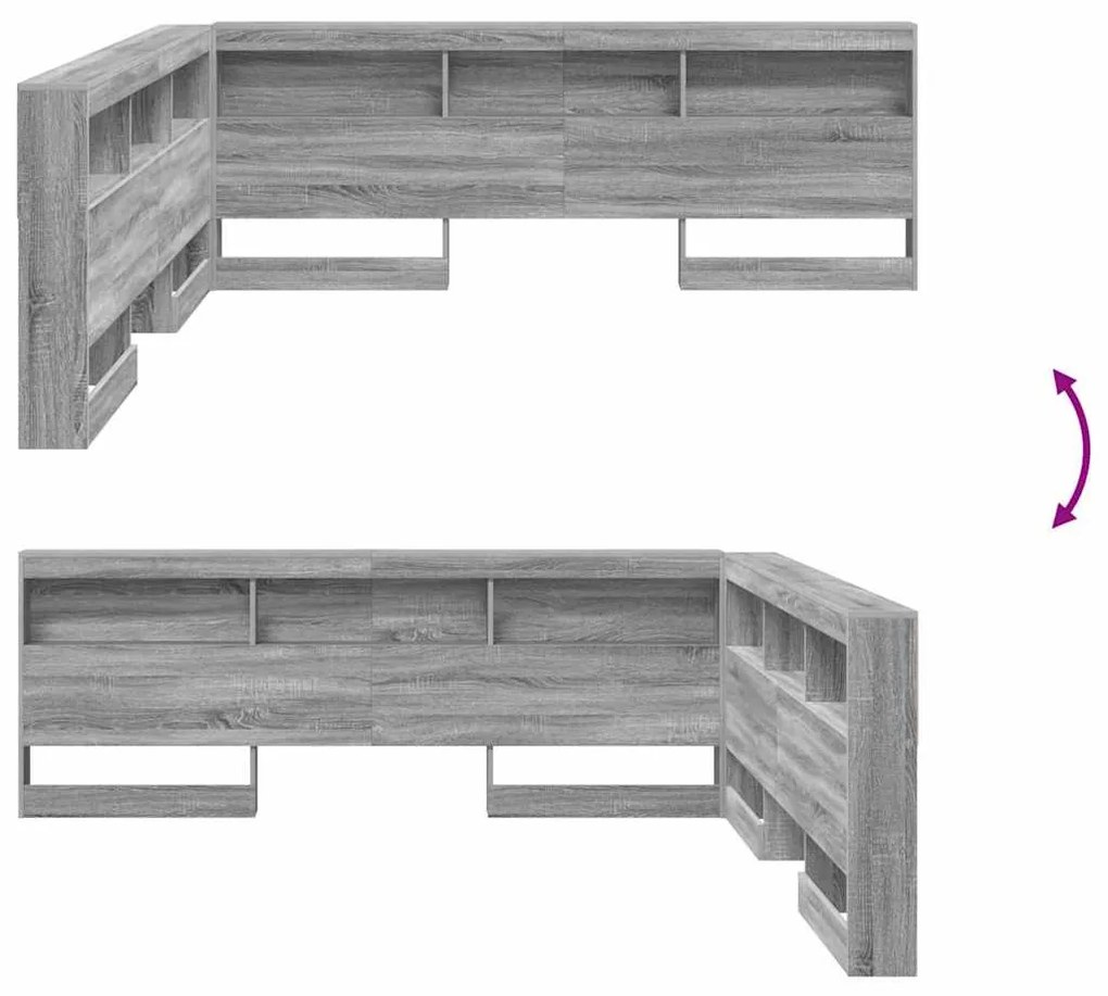 Cabeceira de armazenamento Sonoma cinzento 200 cm
