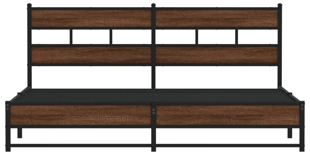 Estrutura cama sem colchão 180x200 cm metal carvalho castanho
