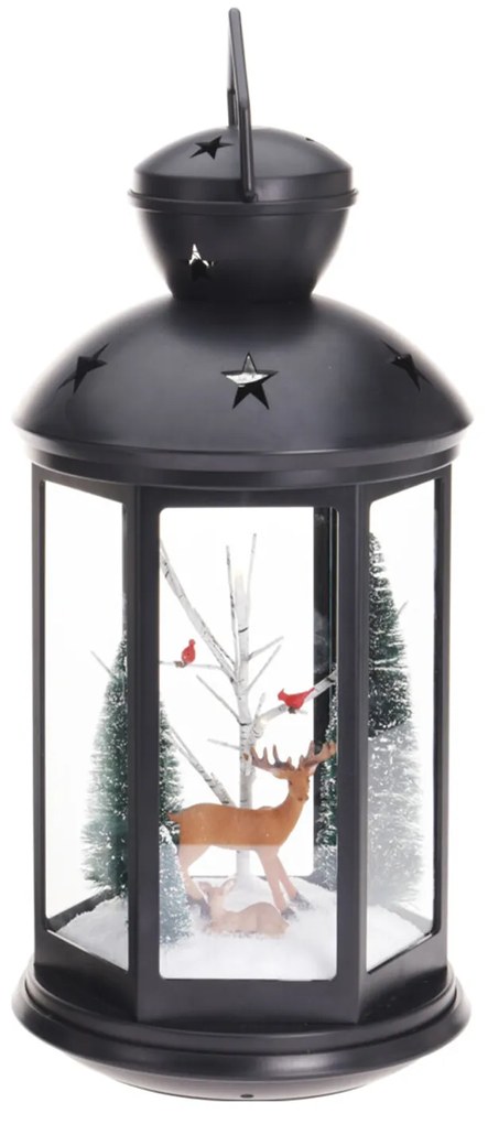 Lanterna Natal Com Led Preto 43CM