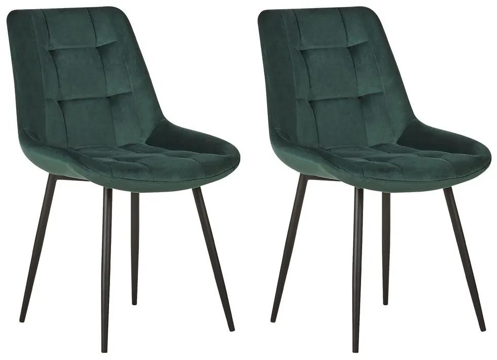 Conjunto de 2 cadeiras de jantar em veludo verde MELROSE Beliani