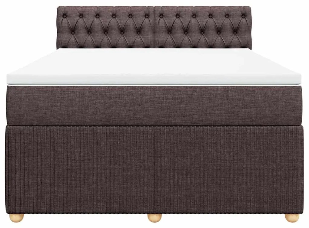 Cama com molas/colchão 160x200 cm tecido castanho-escuro