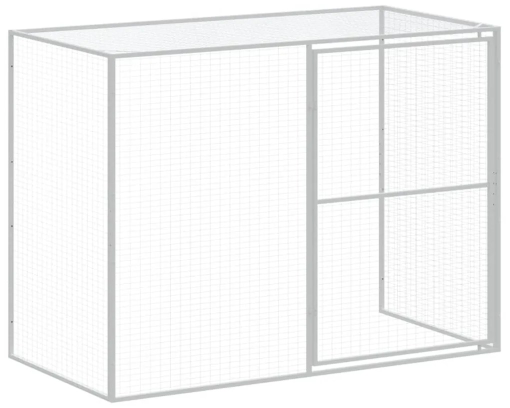 Casota cães c/ parque 214x865x181 cm aço galvaniz. cinza-claro