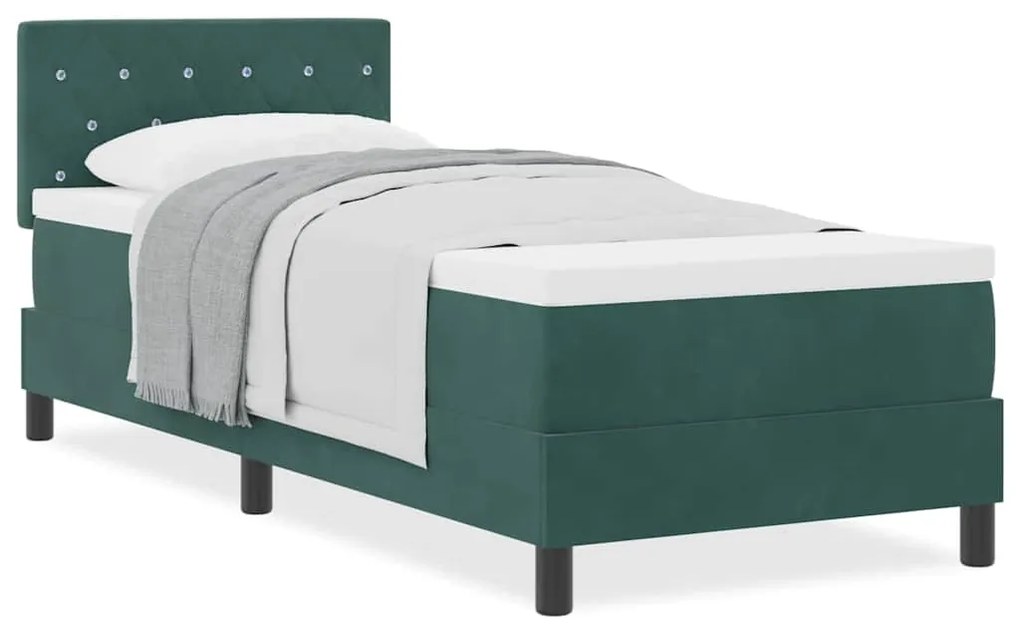Cama Box Spring vidaXL com Colchão Verde Escuro 80x200 cm Veludo