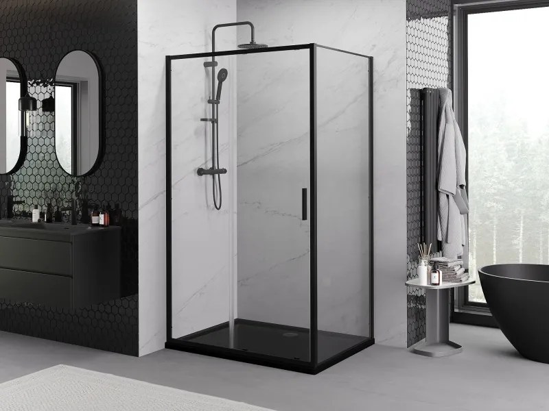 Mexen Exo-S cabine de duche deslizante 120 x 90 cm, transparente, preta - 8151-120-090-70-00