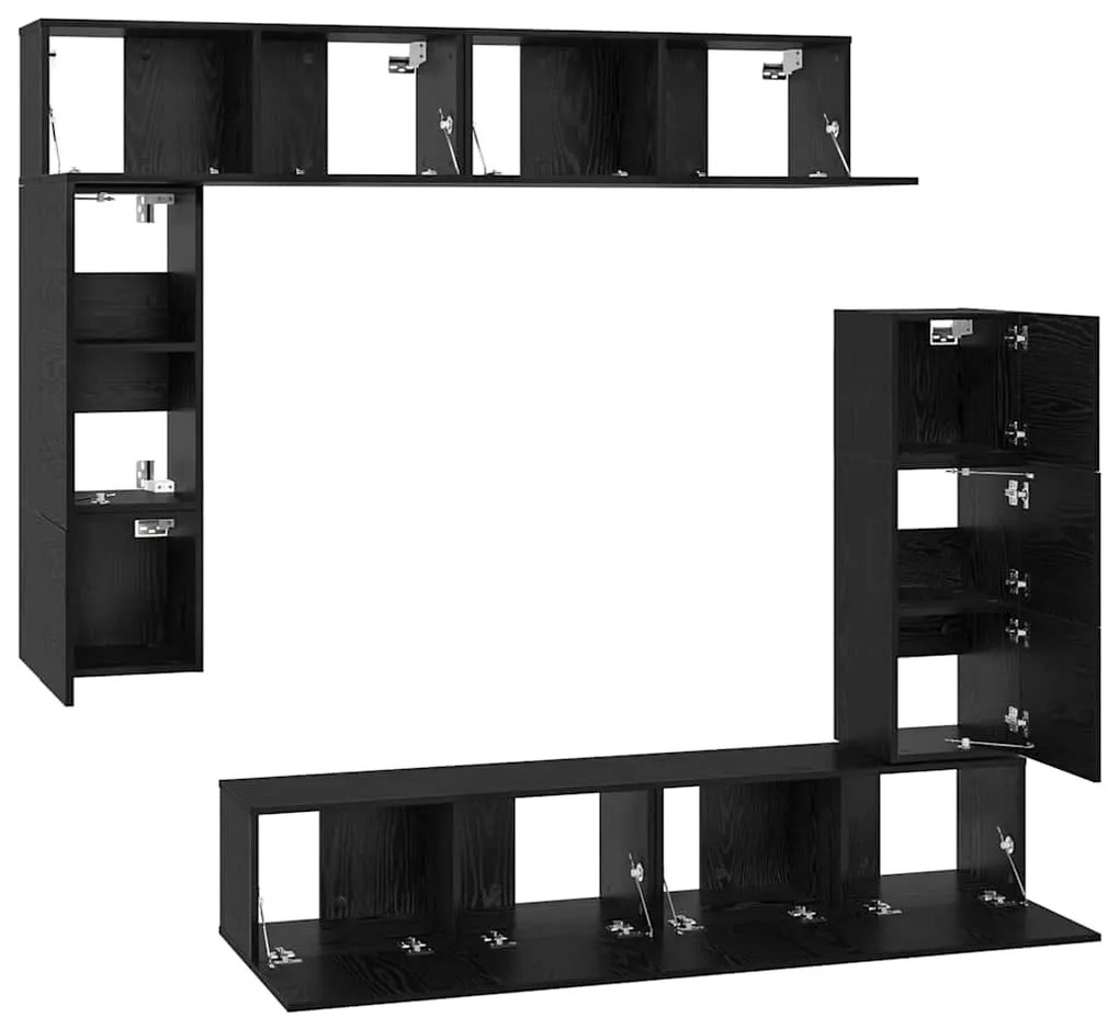Conjunto de móvel de TV 8 pcs Carvalho preto 80 x 30 x 30 cm