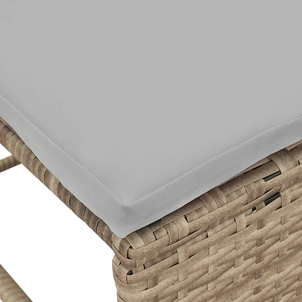 Conjunto de Sofás para Exterior Bege e Cinza Claro Rattan, Tecido
