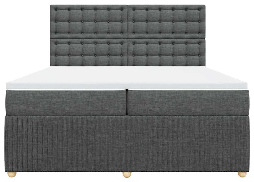Cama com molas/colchão 200x200 cm tecido cinzento-escuro
