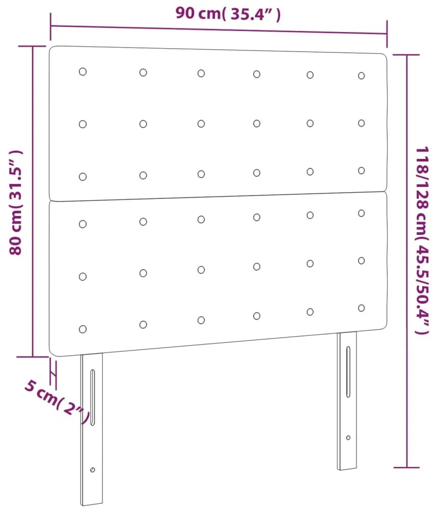 Cabeceira de cama c/ LED couro artificial 90x5x118/128cm preto