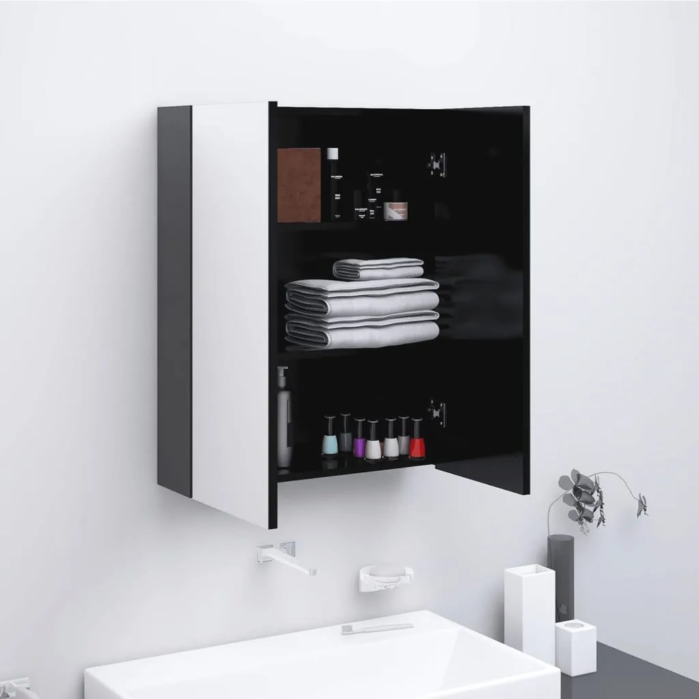 331529 vidaXL Armário espelhado para casa de banho 60x15x75 cm MDF antracite