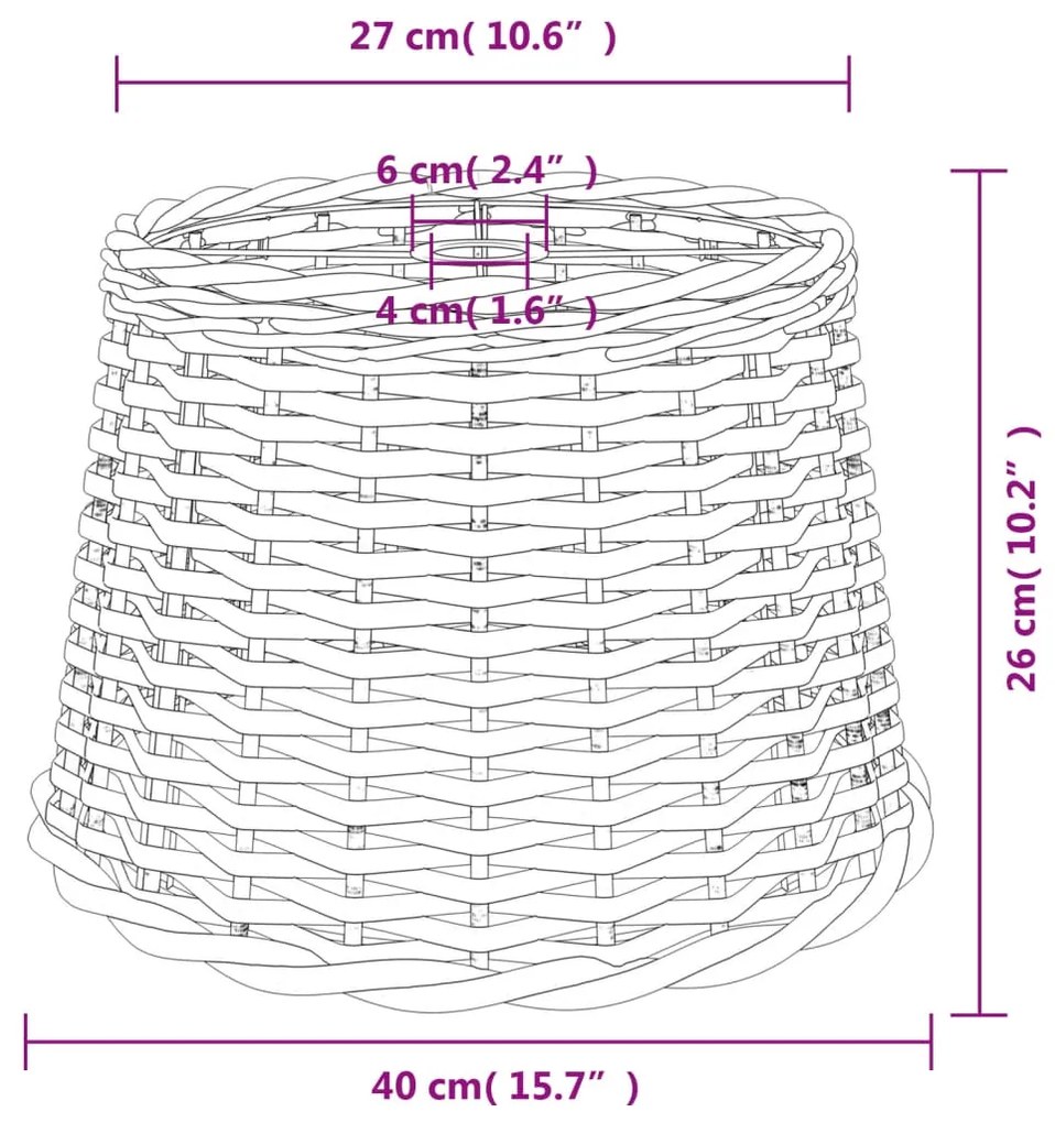 Abajur de teto Ø40x26 cm vime castanho