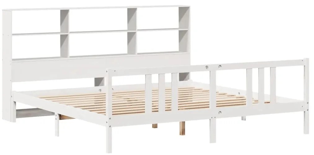 Cama com estante sem colchão 200x200 cm pinho maciço branco