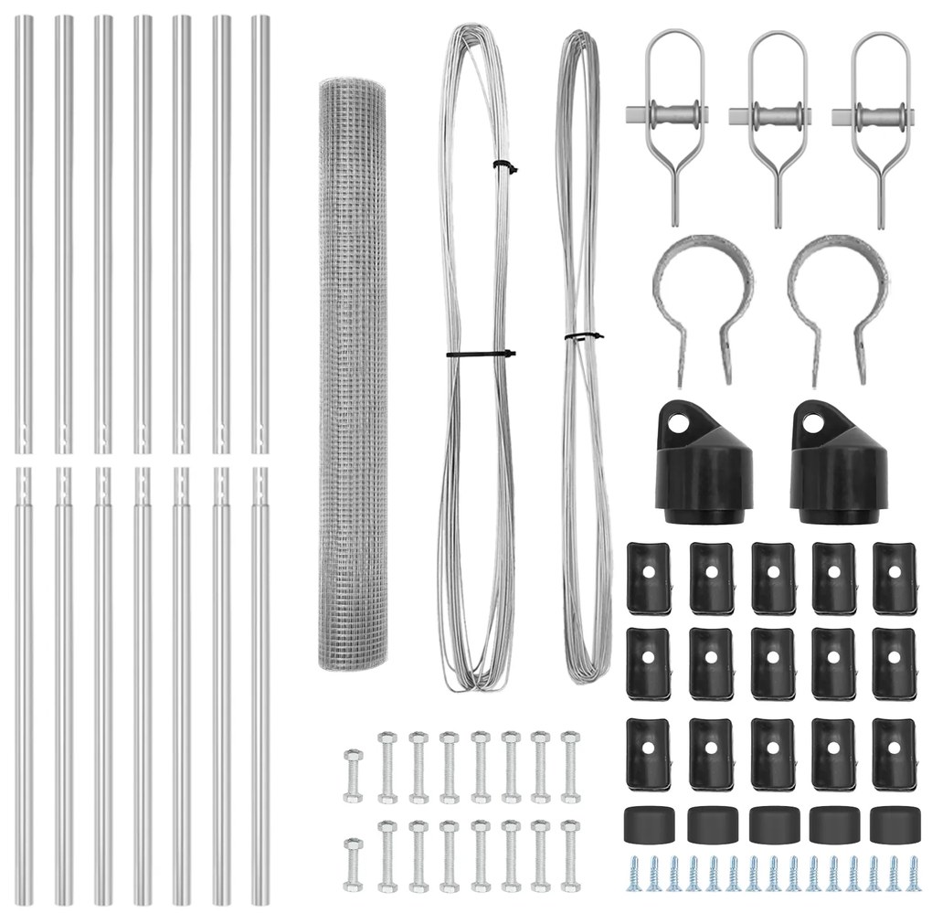 Conjunto de Poste de Cerca Conjunto de 2 Aço Galvanizado 10 x 1 m