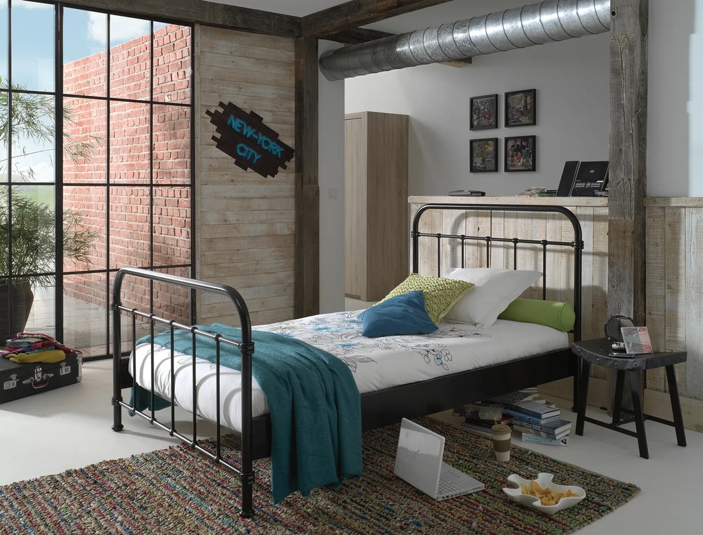NEW YORK BED 120x200CM BLACK BLACK