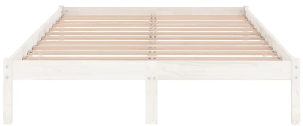 Estrutura de cama casal 135x190 cm madeira maciça branco