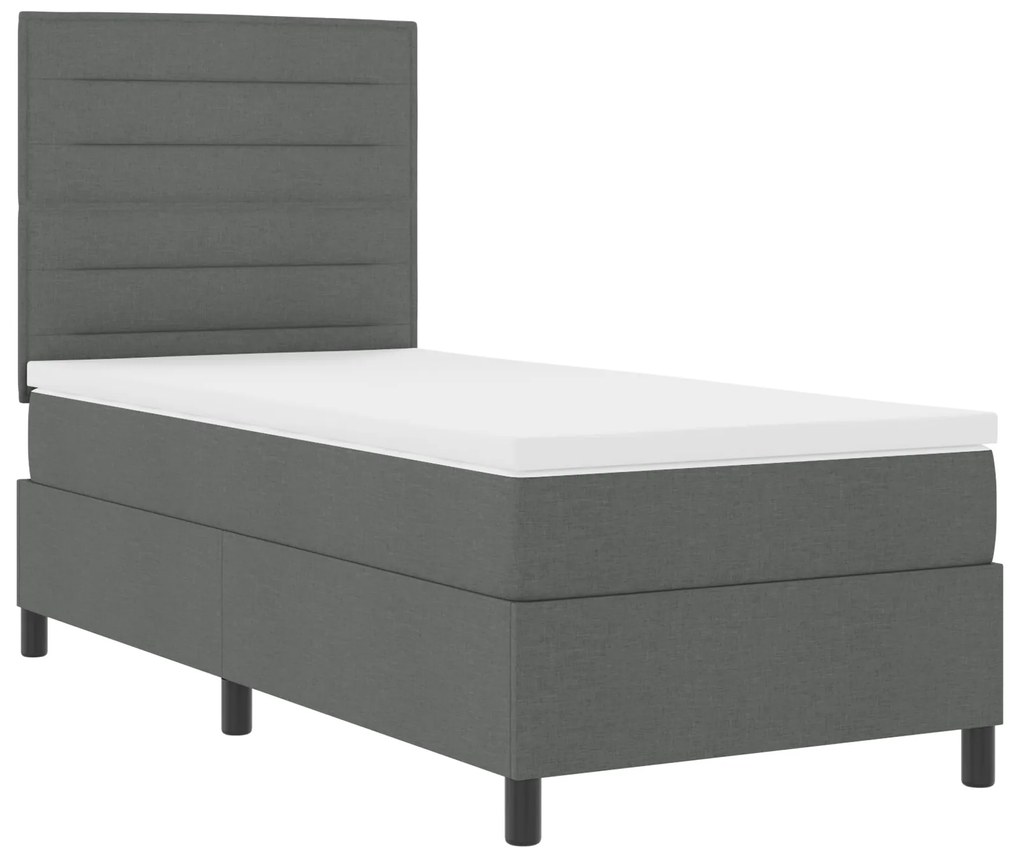 Cama Box Spring com Colchão Cinza Escuro 80x200 cm Tecido
