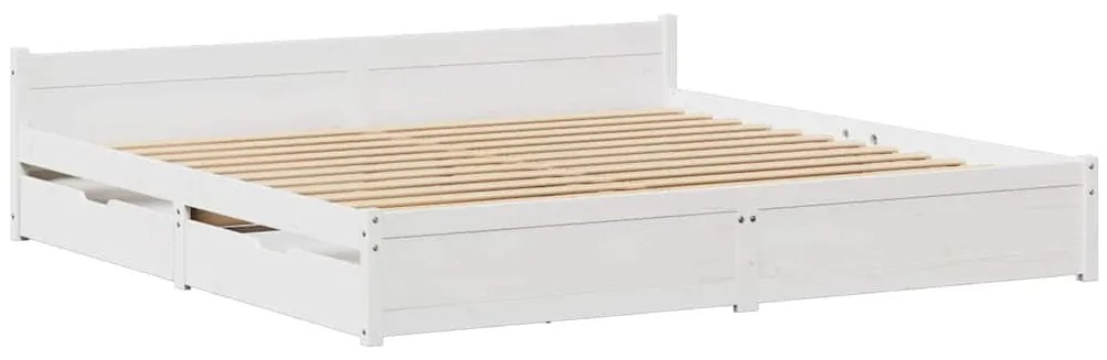 Cama sem colchão 200x200 cm madeira de pinho maciça branco