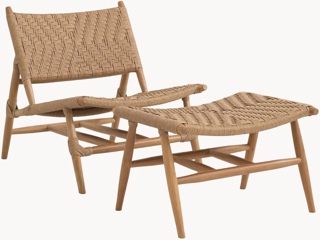 Cadeira para jardim com apoio de pés em madeira de teca Laroc, conjunto de 2