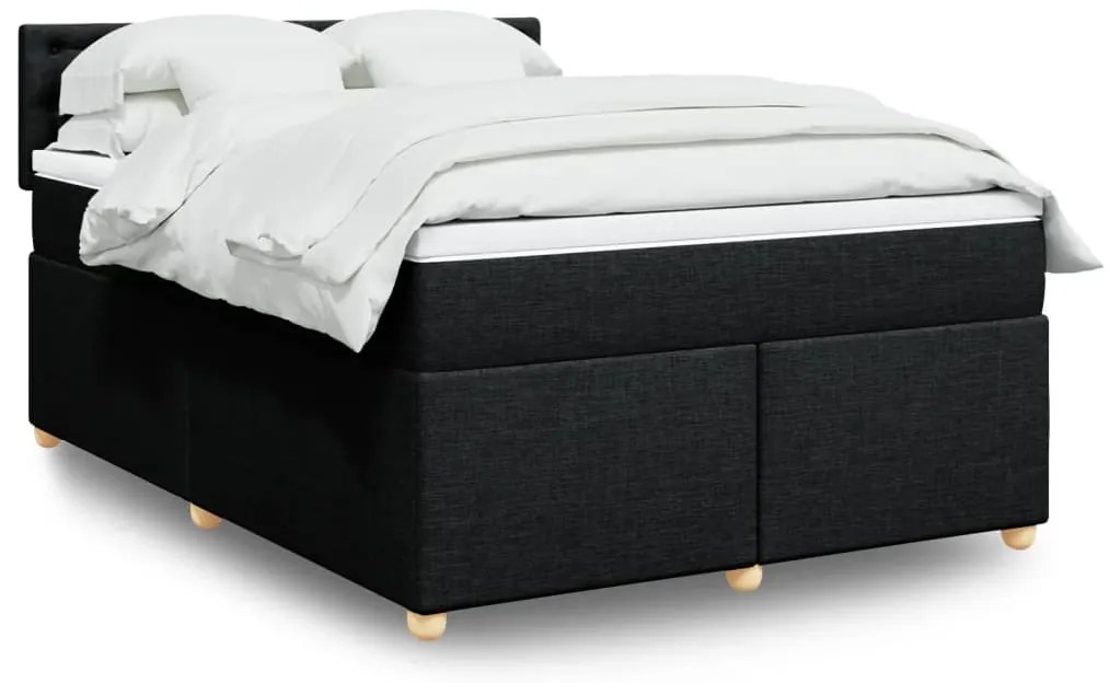 Cama com molas/colchão 160x200 cm tecido preto