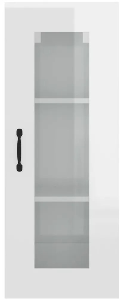 Armário de parede suspenso 34,5x34x90 cm branco brilhante