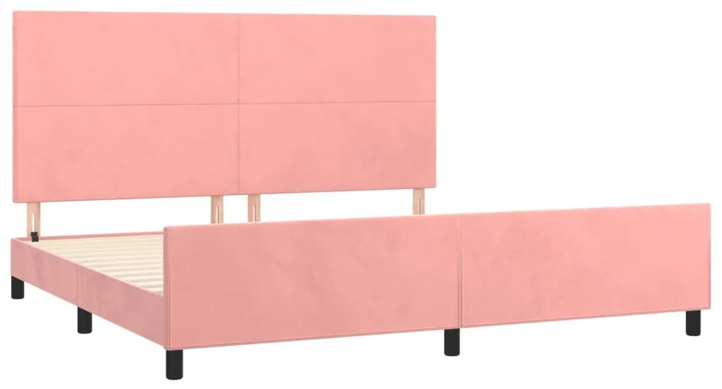 Estrutura de cama c/ cabeceira 200x200 cm veludo rosa