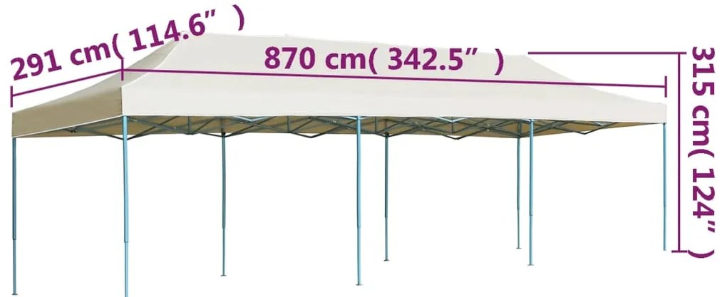 Tenda para festas pop-up dobrável 3x9 m creme