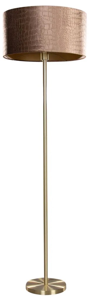 Candeeiro de Pé Latão com Abajur em Veludo Crocodilo 50cm - Simplo