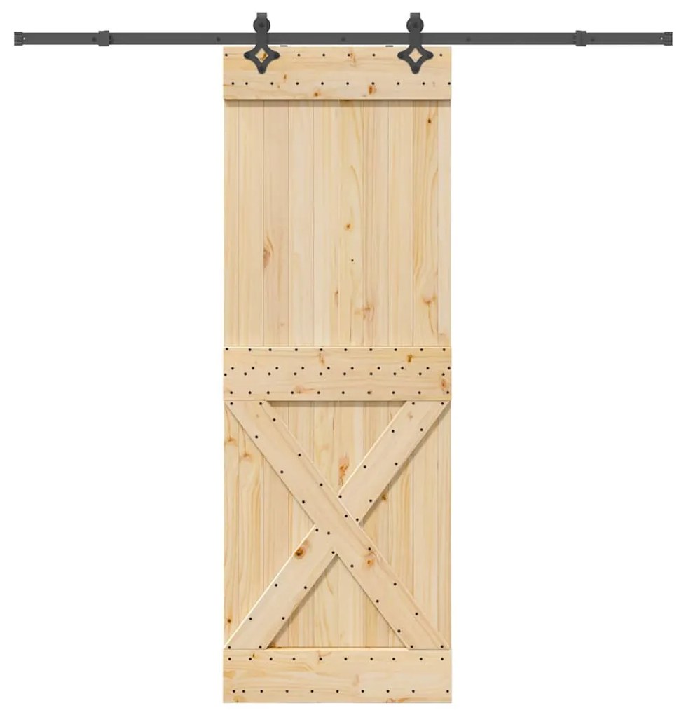 VidaXL Porta de correr com ferragens 80x210 cm madeira de pinho maciça