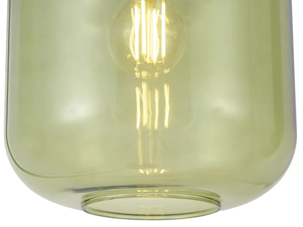 Candeeiro suspenso Hotel Chic preto e dourado com vidro verde 5 luzes - Zuzanna Chique de hotel