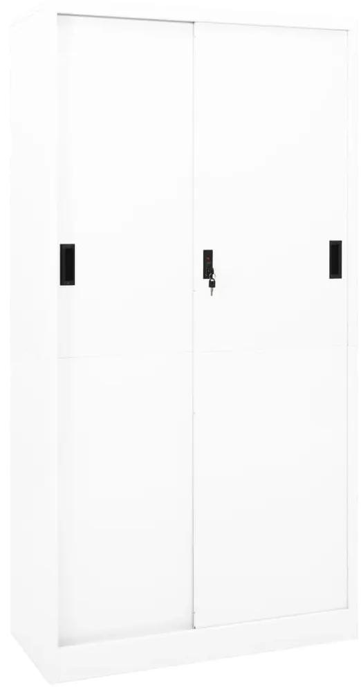 Armário escritório c/ porta deslizante 90x40x180 cm aço branco