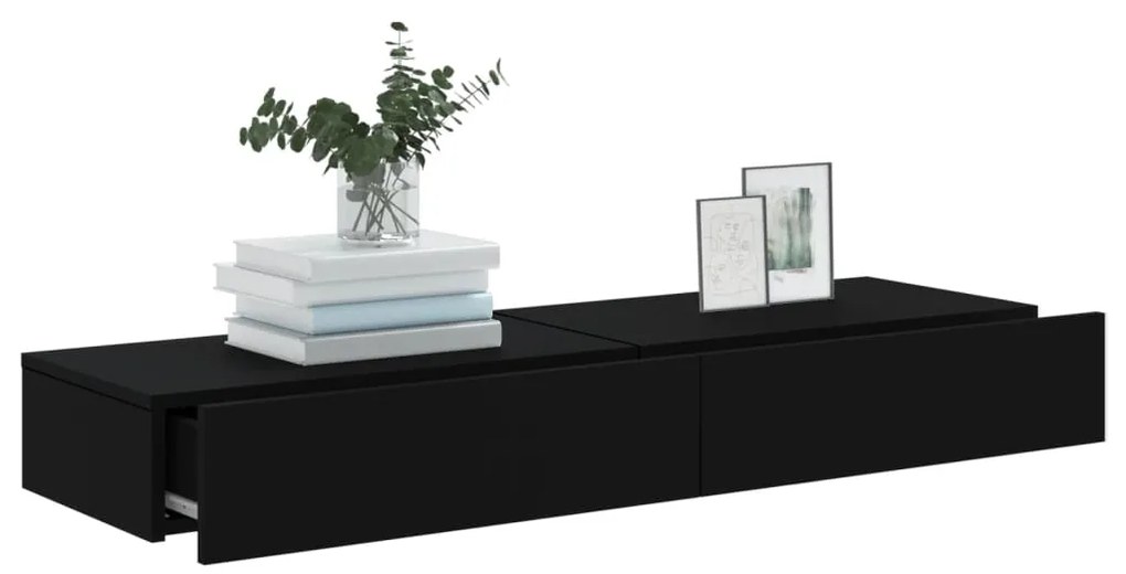 Móveis de TV com luzes LED 2 pcs 60x35x15,5 cm preto