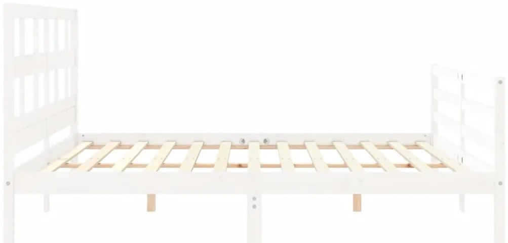 Estrutura de cama com cabeceira 200x200cm madeira maciça branco