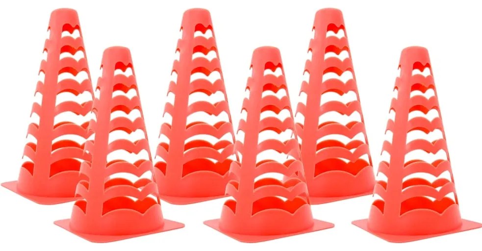 Cones de futebol 6 pcs empilháveis 13x13x22,5 cm laranja